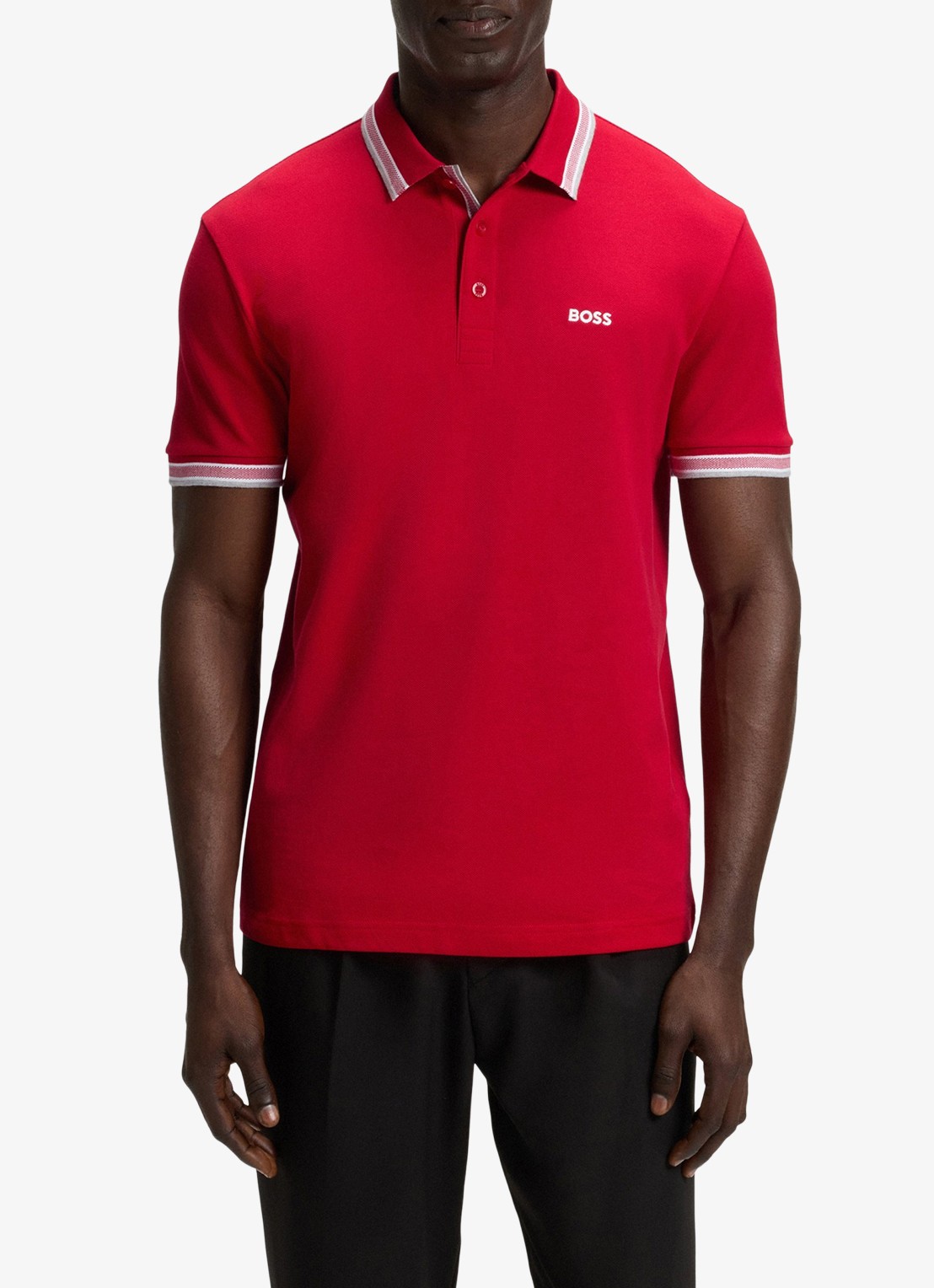 BOSS Paddy regular fit polo van piqué katoen met logo  - detail 4 medium red-610 / rood