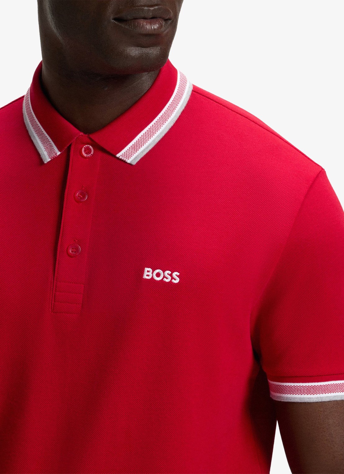 BOSS Paddy regular fit polo van piqué katoen met logo  - detail 5 medium red-610 / rood