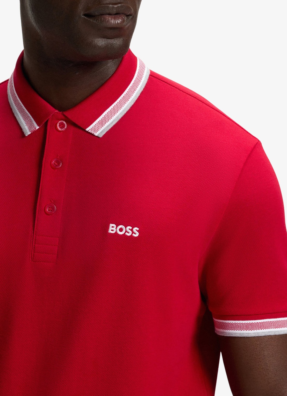 BOSS Paddy regular fit polo van piqué katoen met logo  - detail 6 medium red-610 / rood