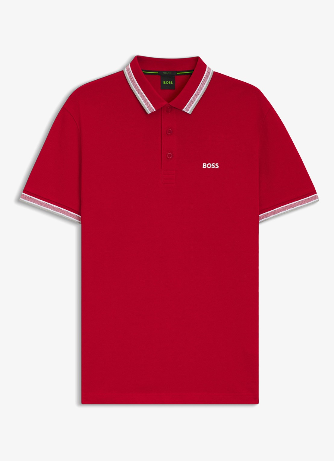 BOSS Paddy regular fit polo van piqué katoen met logo  - voorkant medium red-610 / rood