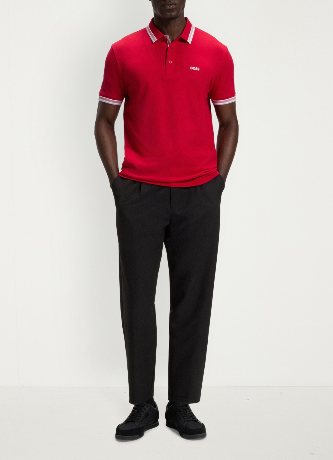 BOSS Paddy regular fit polo van piqué katoen met logo  - voorkant 2 medium red-610 / rood