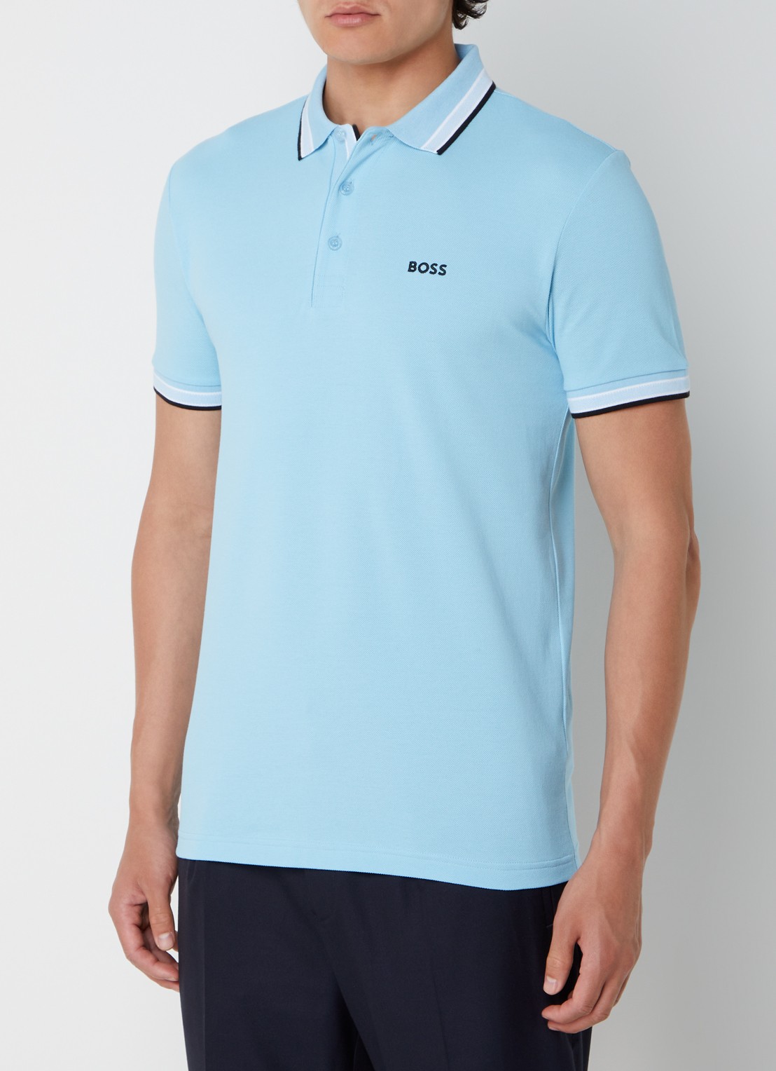 BOSS Paddy regular fit polo van piqué katoen met logo  - detail 2 bright blue-431 / blauw