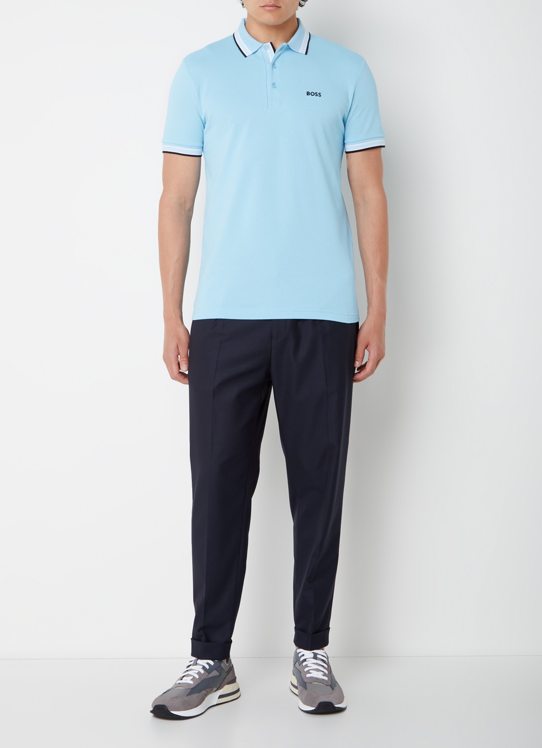 BOSS Paddy regular fit polo van piqué katoen met logo  - voorkant 4 bright blue-431 / blauw
