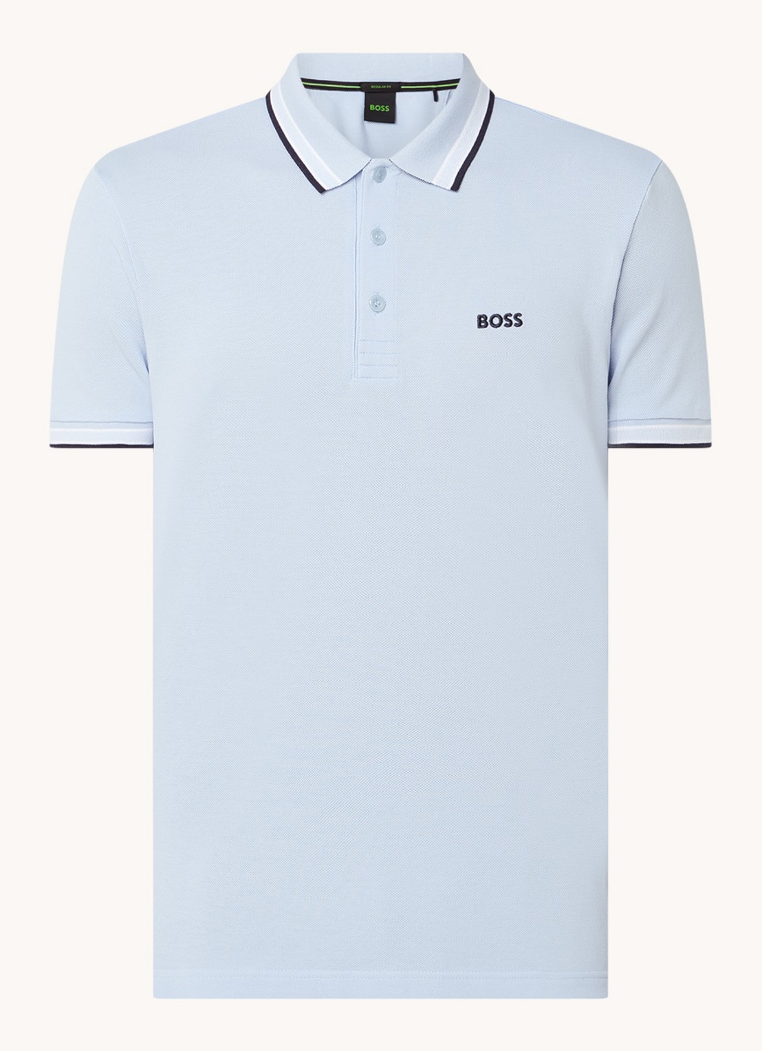BOSS Paddy regular fit polo van piqué katoen met logo  - voorkant 3 light/pastel blue-450 / blauw