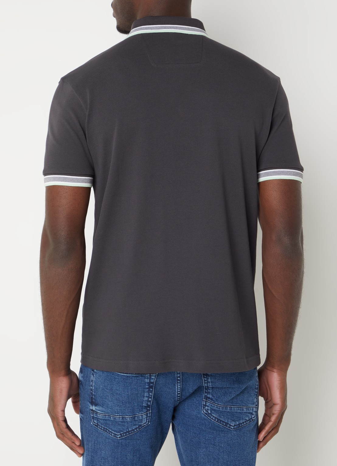 BOSS Paddy regular fit polo van piqué katoen met logo  - achterkant 4 charcoal-016 / grijs