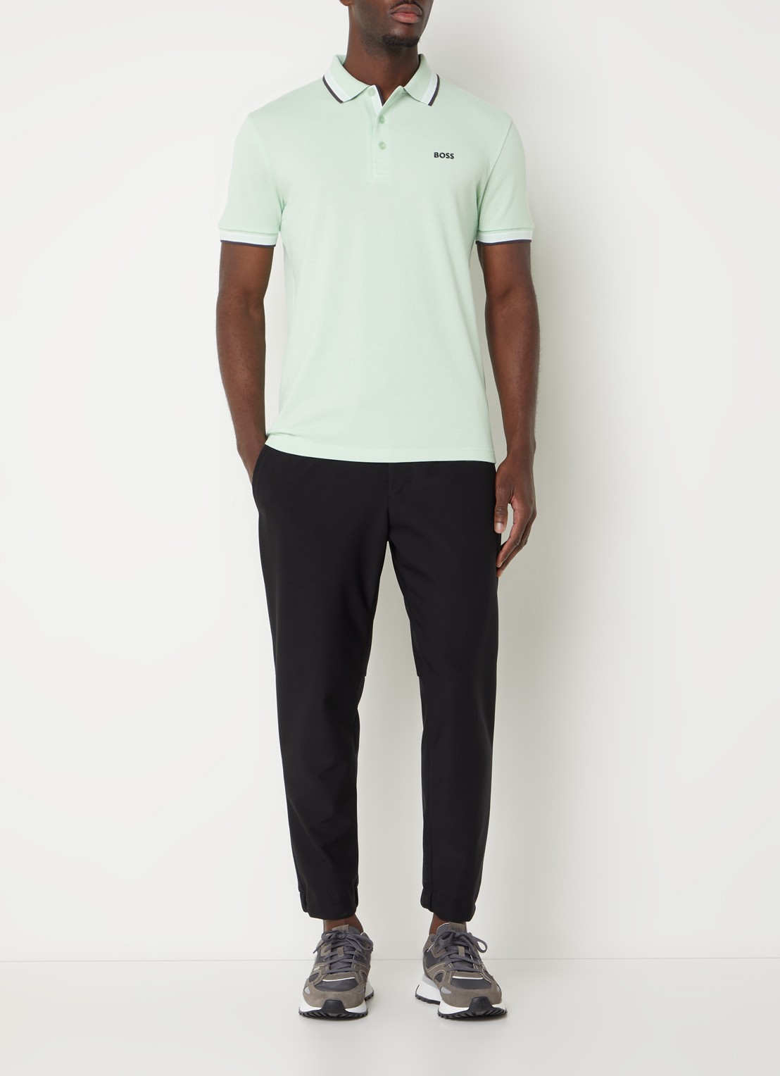 BOSS Paddy regular fit polo van piqué katoen met logo  - voorkant 2 open green-388 / groen