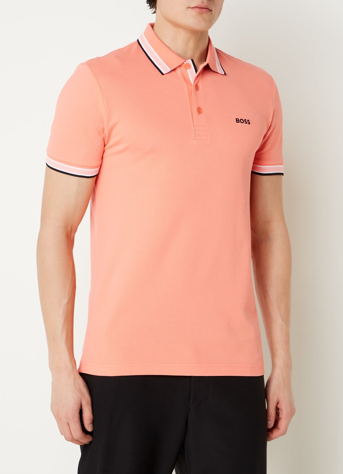 BOSS Paddy regular fit polo van piqué katoen met logo  - detail 3 open red-649 / rood