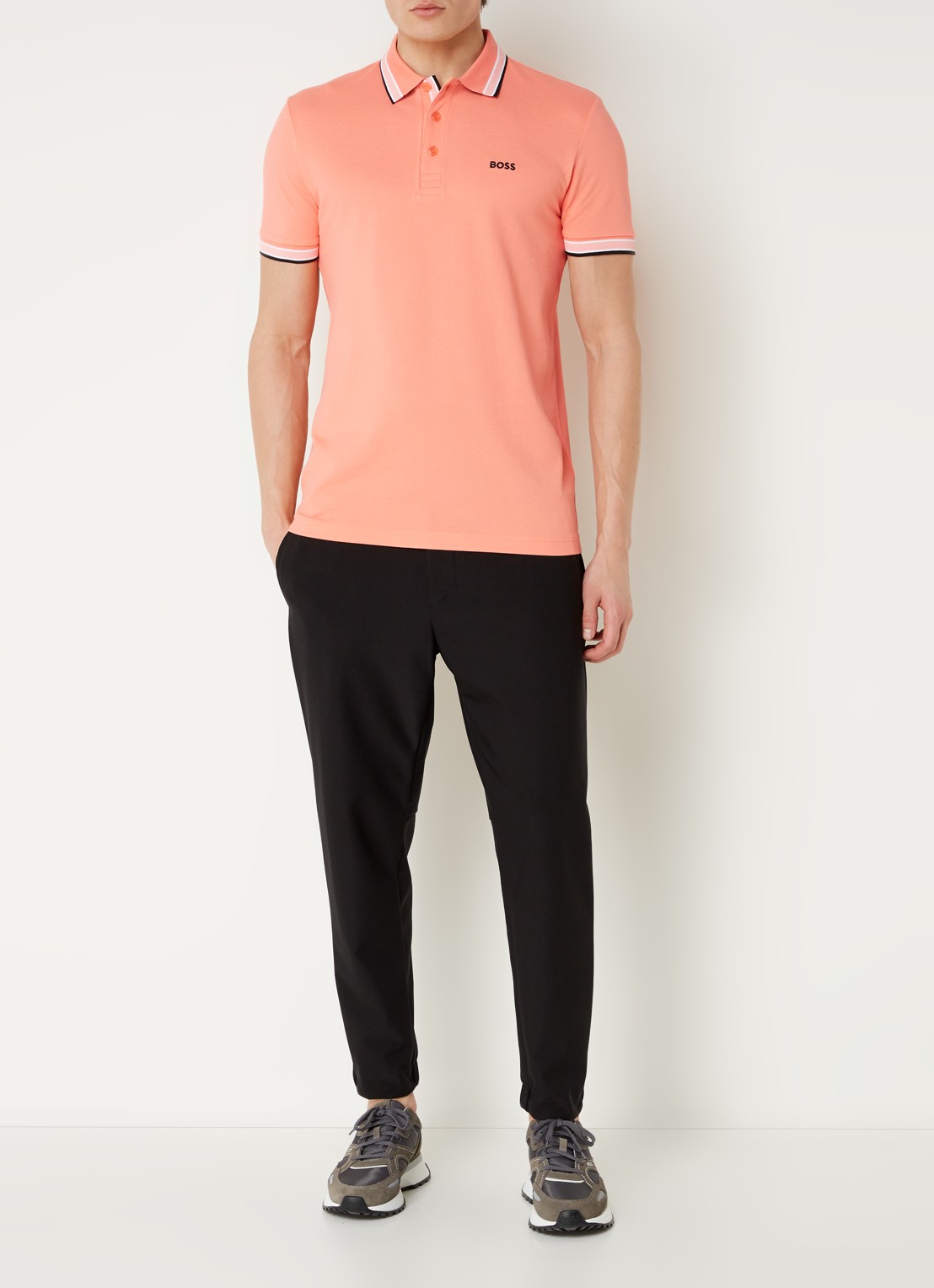 BOSS Paddy regular fit polo van piqué katoen met logo  - voorkant 2 open red-649 / rood
