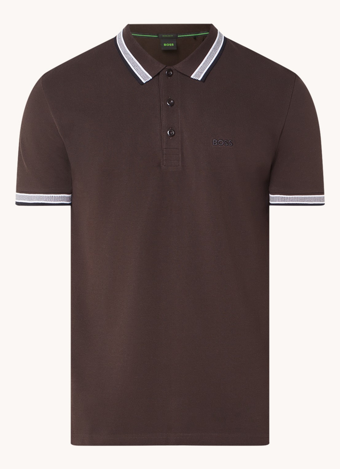 BOSS Paddy regular fit polo van piqué katoen met logo  - voorkant 3 medium brown-213 / bruin