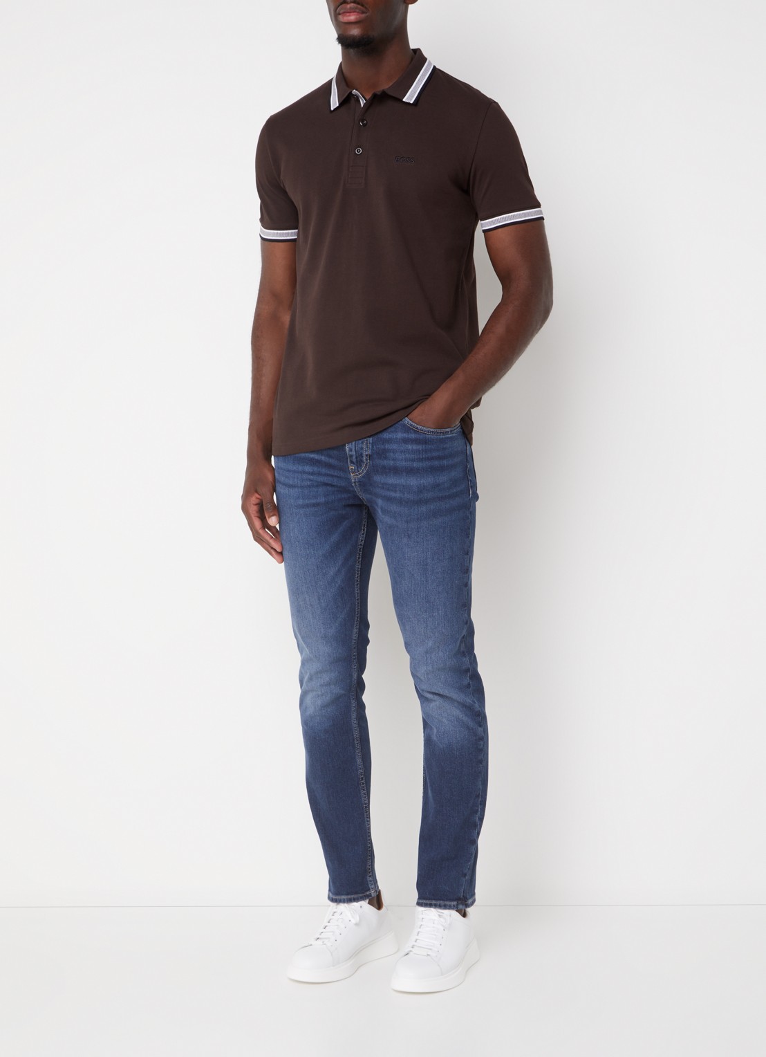 BOSS Paddy regular fit polo van piqué katoen met logo  - voorkant 4 medium brown-213 / bruin