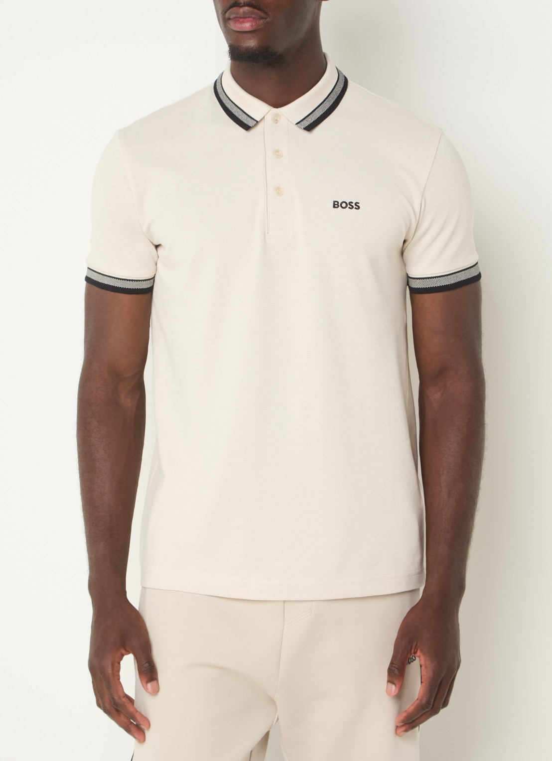 BOSS Paddy regular fit polo van piqué katoen met logo  - detail 4 open white-131 / wit