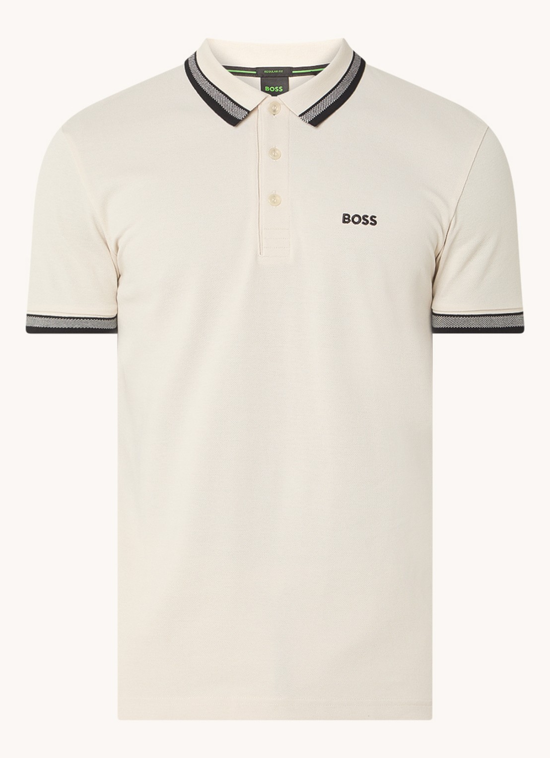 BOSS Paddy regular fit polo van piqué katoen met logo  - voorkant 2 open white-131 / wit