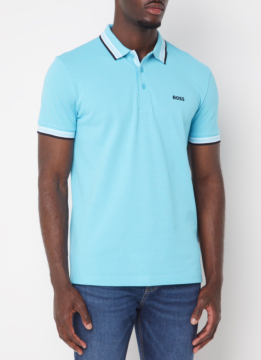 BOSS Paddy regular fit polo van piqué katoen met logo  - detail 4 turquoise/aqua-447 / blauw