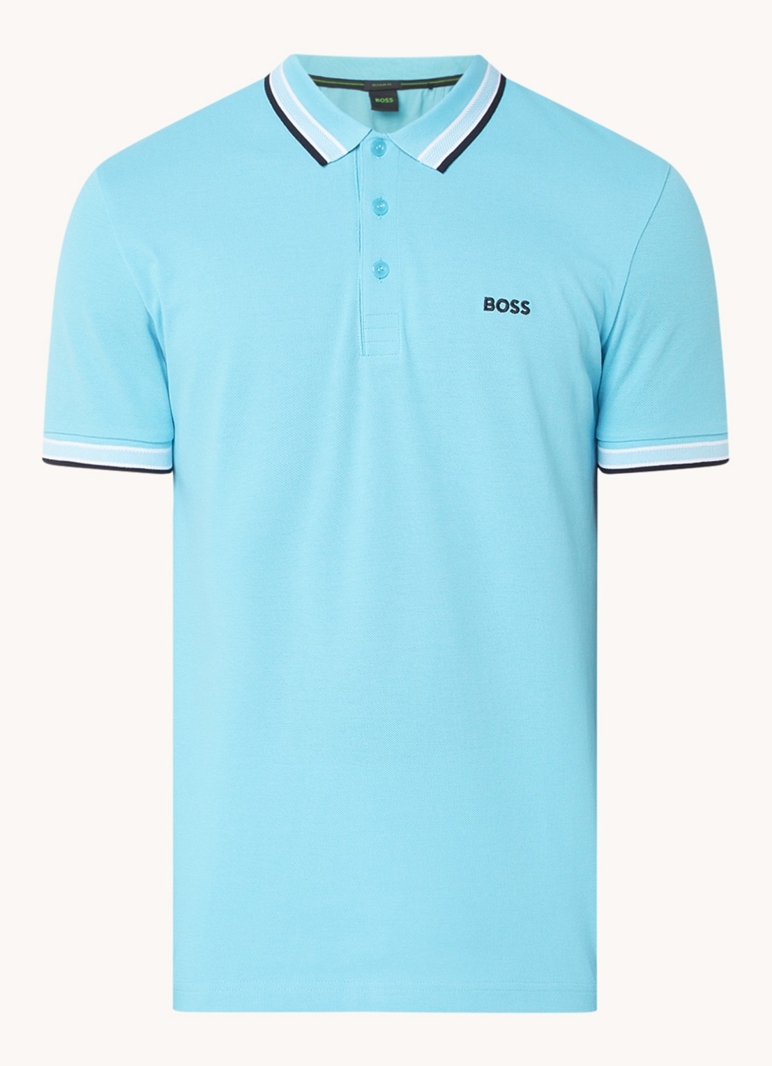 BOSS Paddy regular fit polo van piqué katoen met logo  - voorkant turquoise/aqua-447 / blauw
