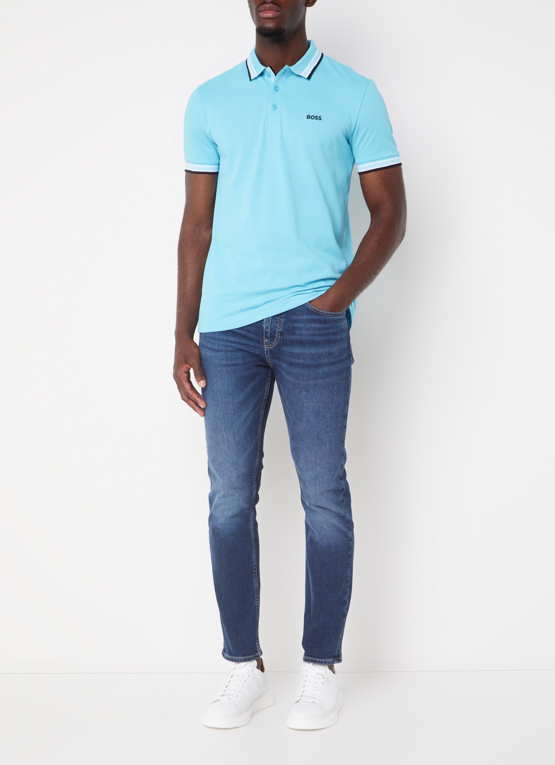 BOSS Paddy regular fit polo van piqué katoen met logo  - voorkant 2 turquoise/aqua-447 / blauw