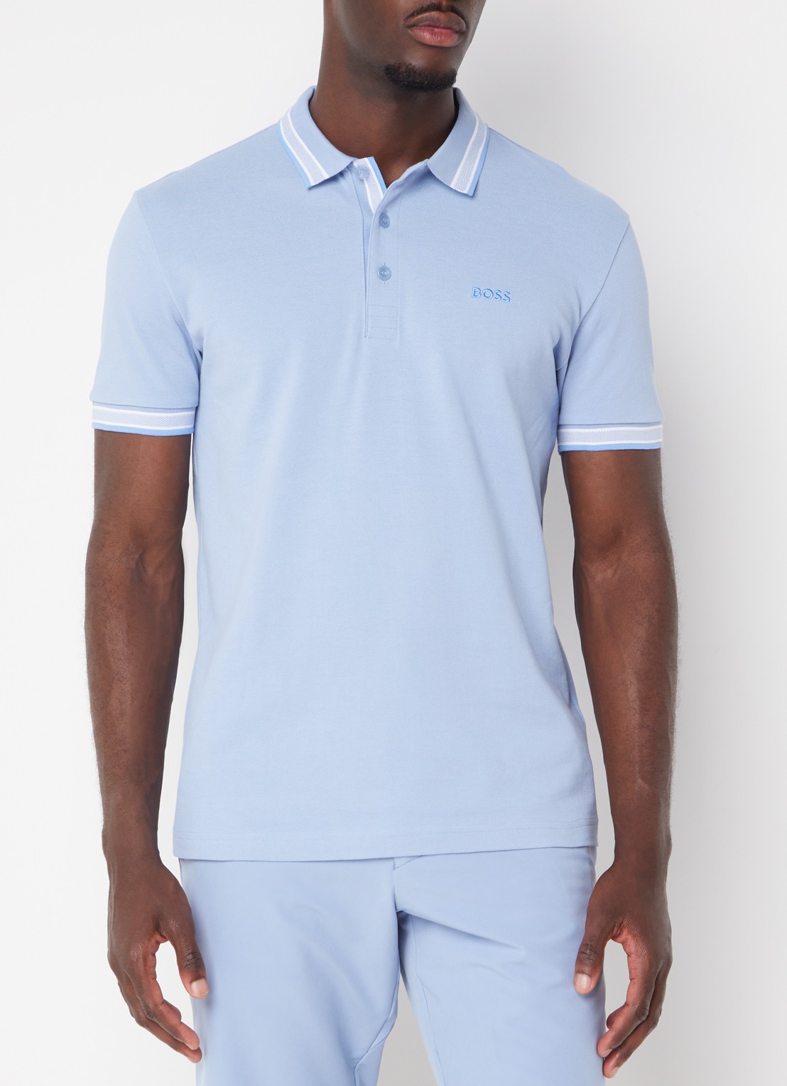 BOSS Paddy regular fit polo van piqué katoen met logo  - detail 4 open blue-498 / blauw