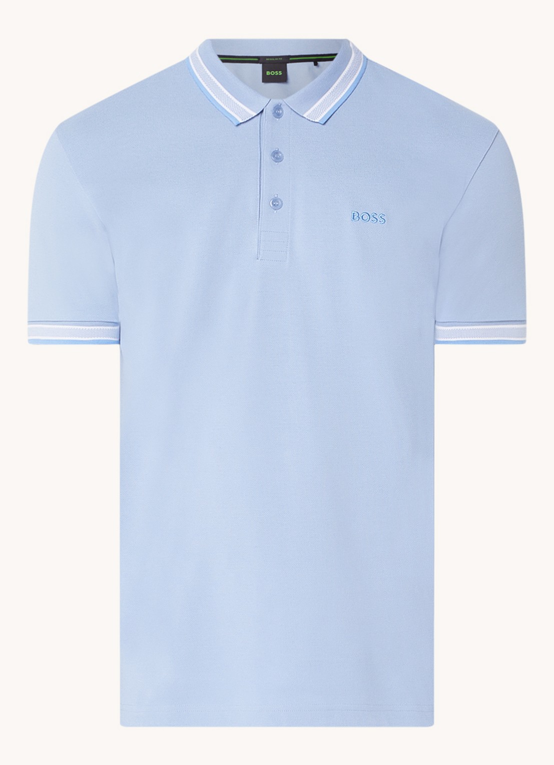BOSS Paddy regular fit polo van piqué katoen met logo  - voorkant open blue-498 / blauw
