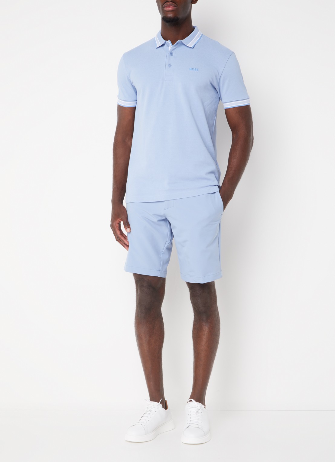 BOSS Paddy regular fit polo van piqué katoen met logo  - voorkant 2 open blue-498 / blauw