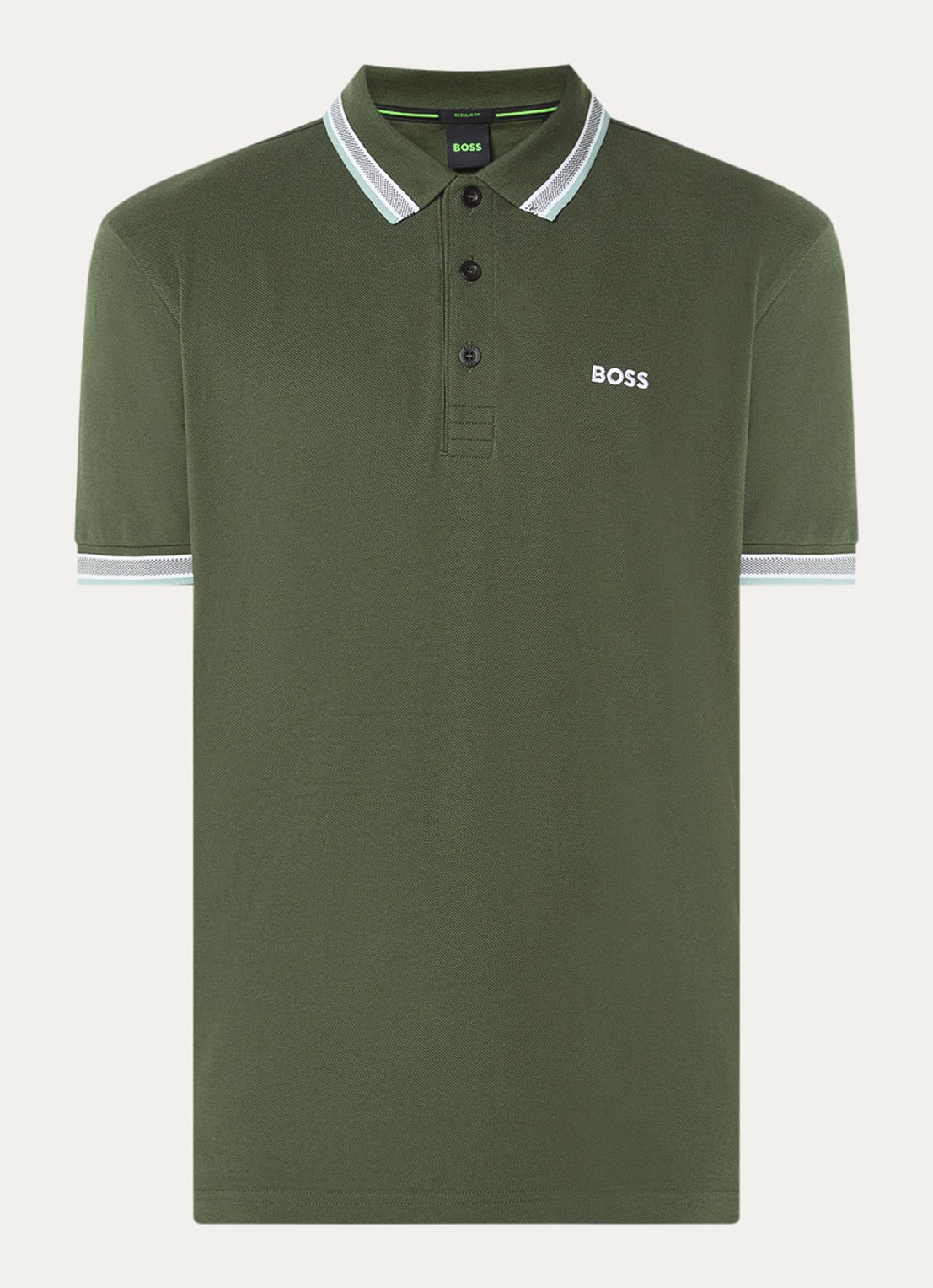 BOSS Paddy regular fit polo van piqué katoen met logo  - voorkant 2 open green-355 / groen