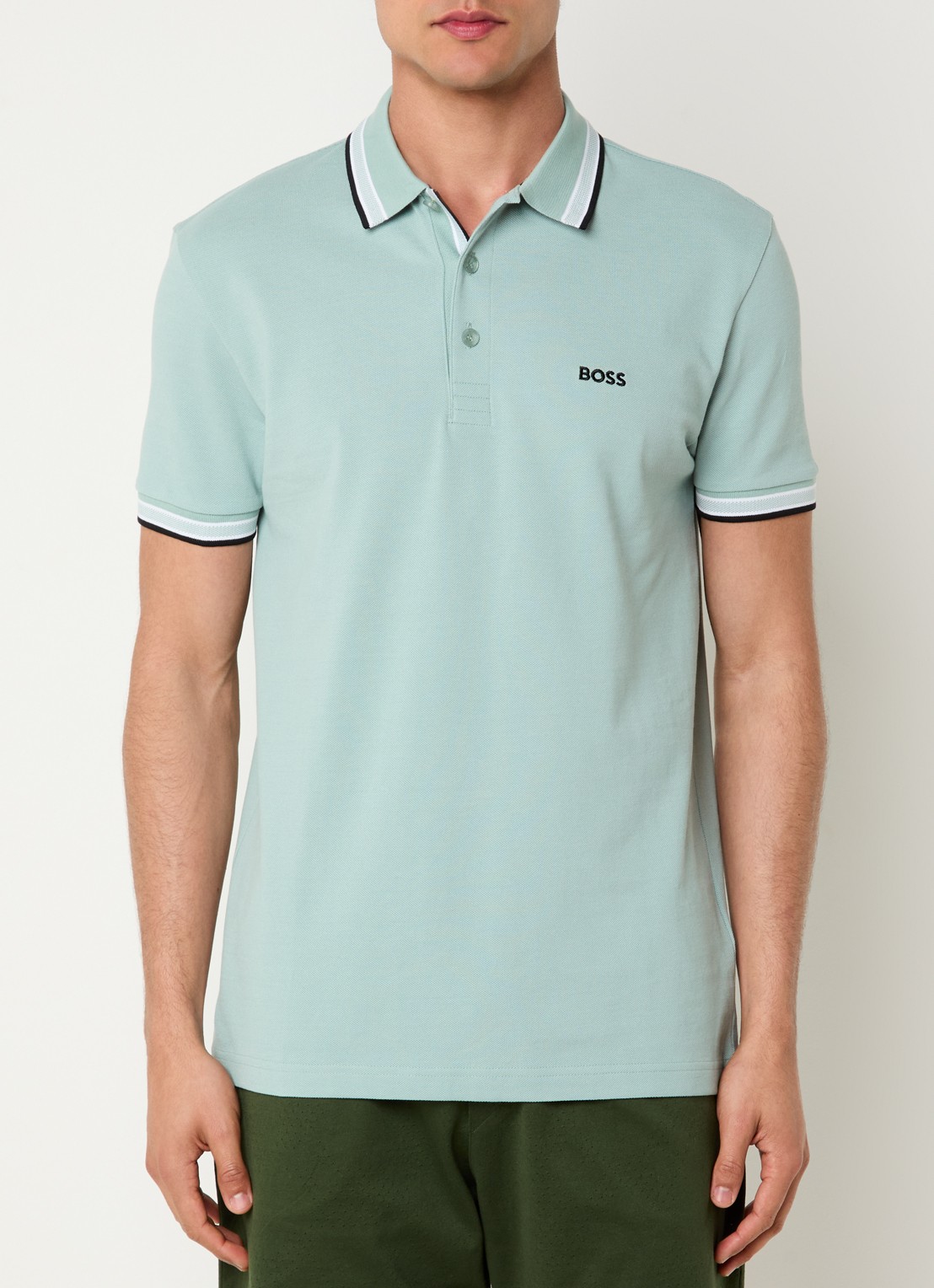 BOSS Paddy regular fit polo van piqué katoen met logo  - detail 4 open green-357 / groen