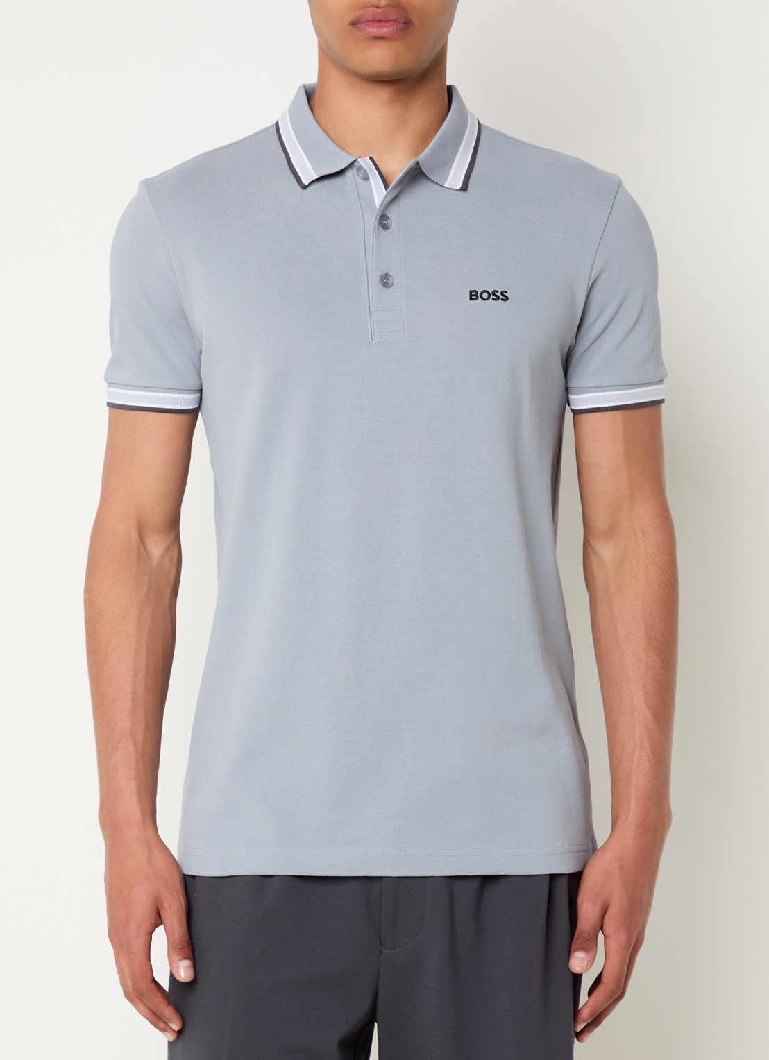 BOSS Paddy regular fit polo van piqué katoen met logo  - detail 4 dark grey-026 / grijs