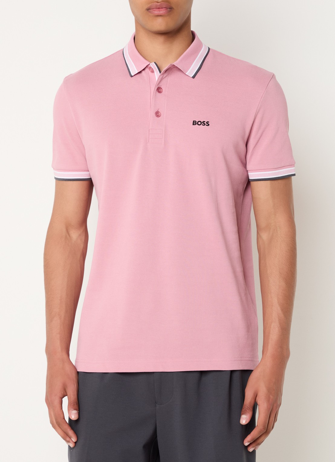 BOSS Paddy regular fit polo van piqué katoen met logo  - detail 3 open pink-696 / roze