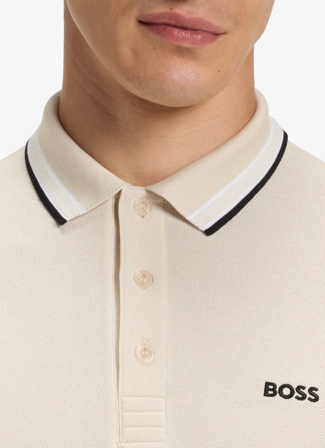 BOSS Paddy regular fit polo van piqué katoen met logo  - detail 5 open white-133 / wit