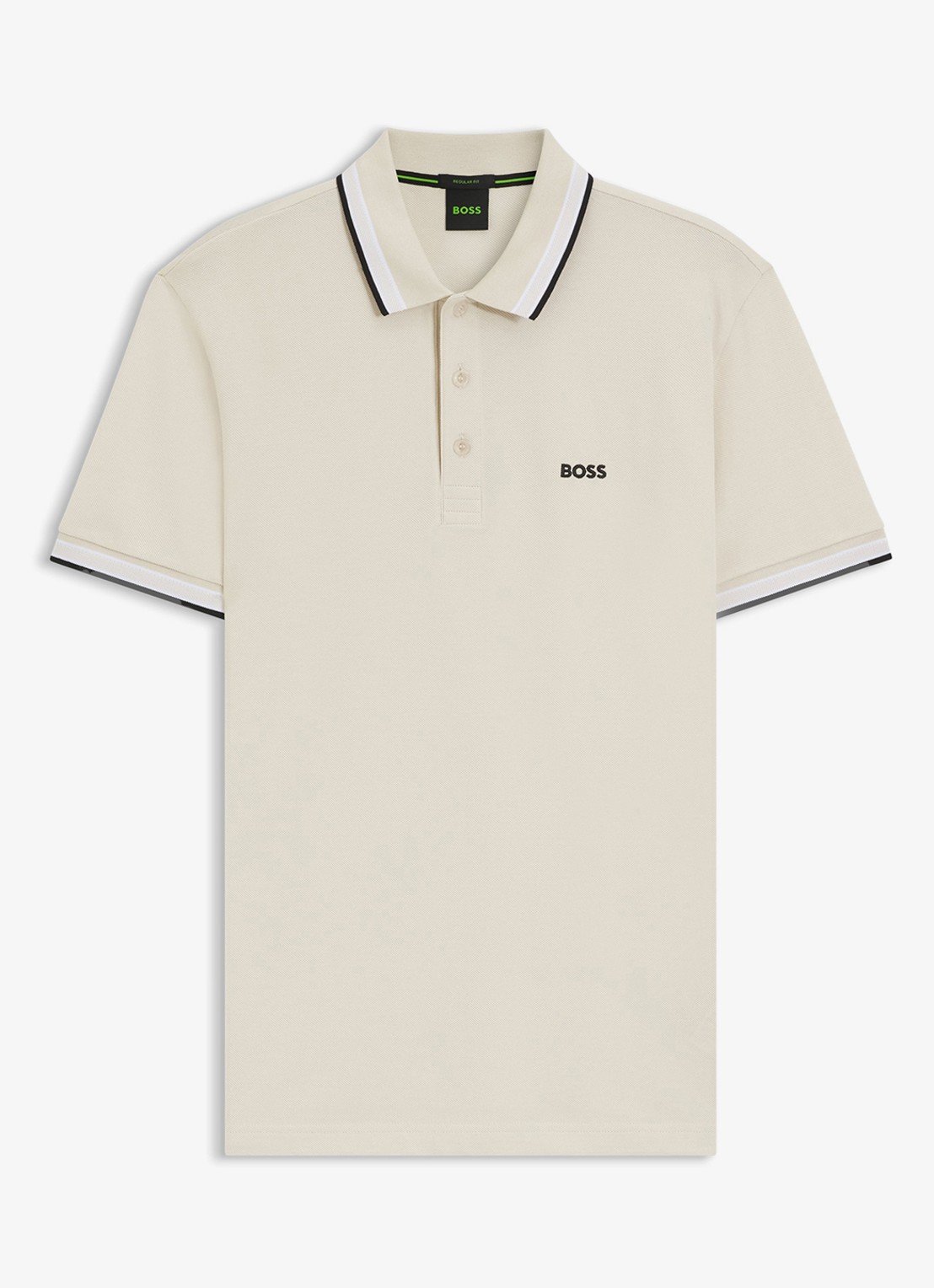 BOSS Paddy regular fit polo van piqué katoen met logo  - voorkant 2 open white-133 / wit