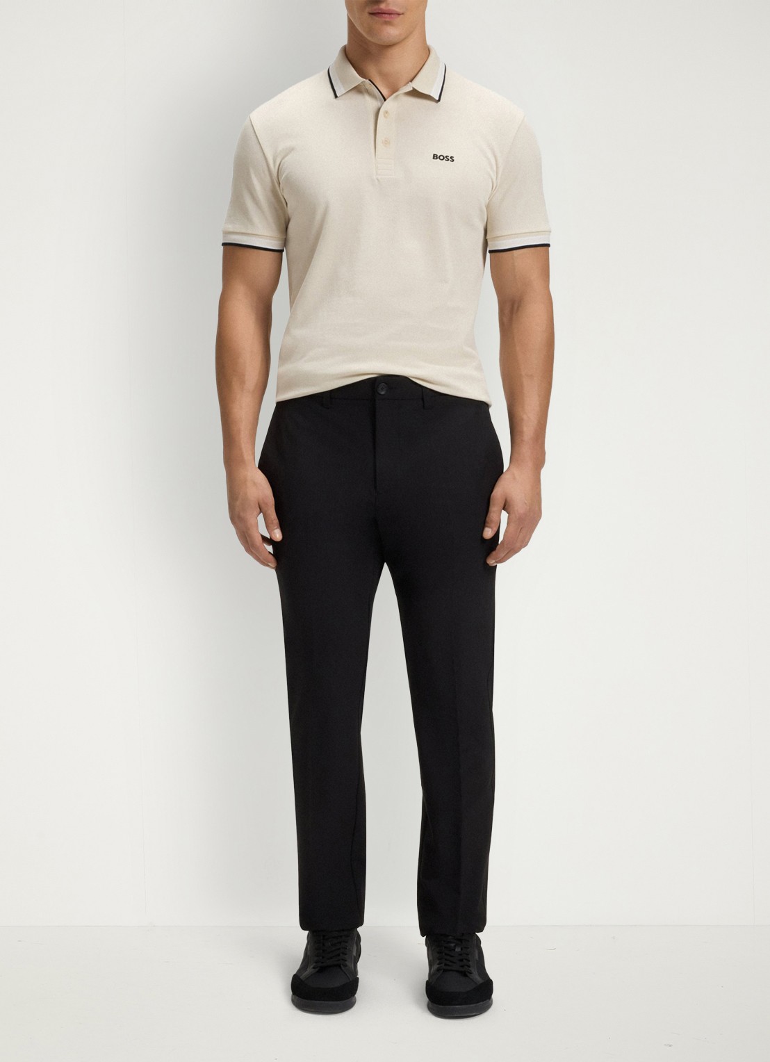 BOSS Paddy regular fit polo van piqué katoen met logo  - voorkant 3 open white-133 / wit