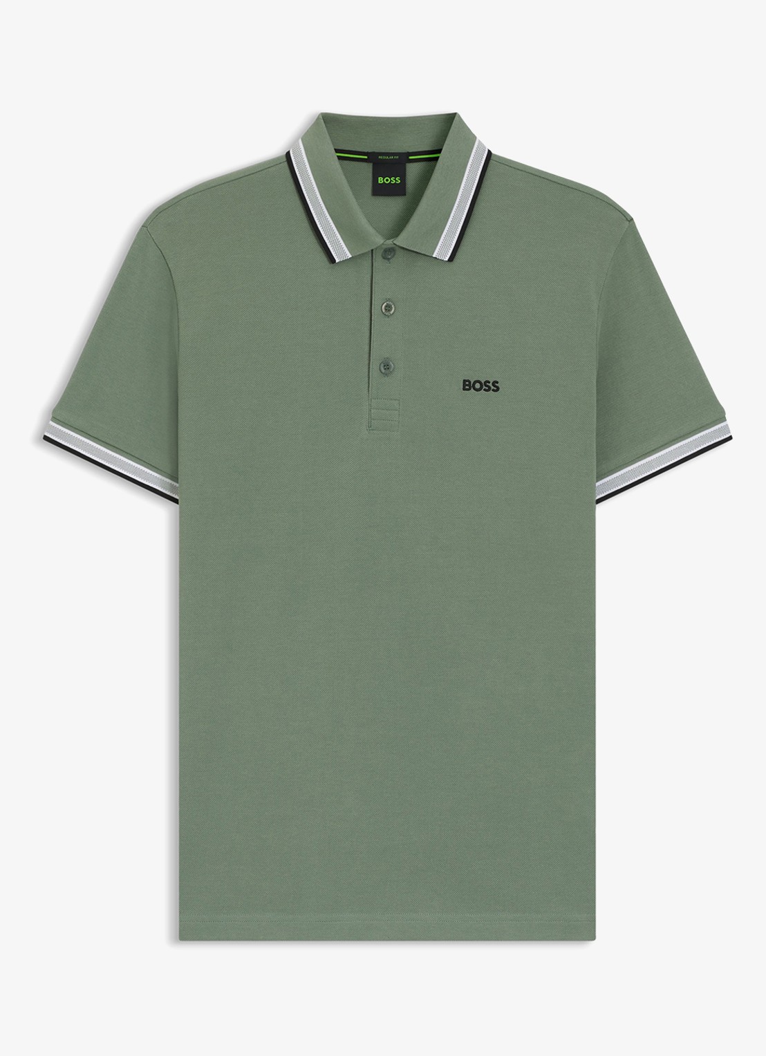 BOSS Paddy regular fit polo van piqué katoen met logo  - voorkant open green-359 / groen