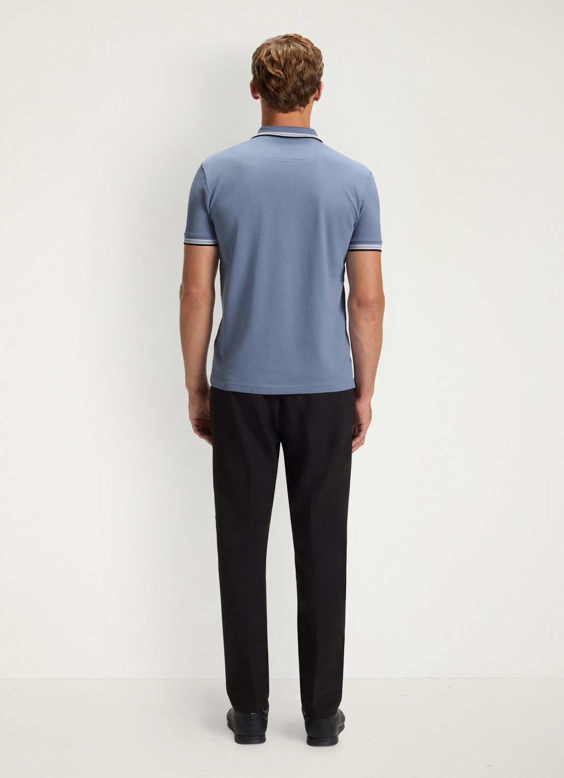 BOSS Paddy regular fit polo van piqué katoen met logo  - achterkant 5 open blue-490 / blauw