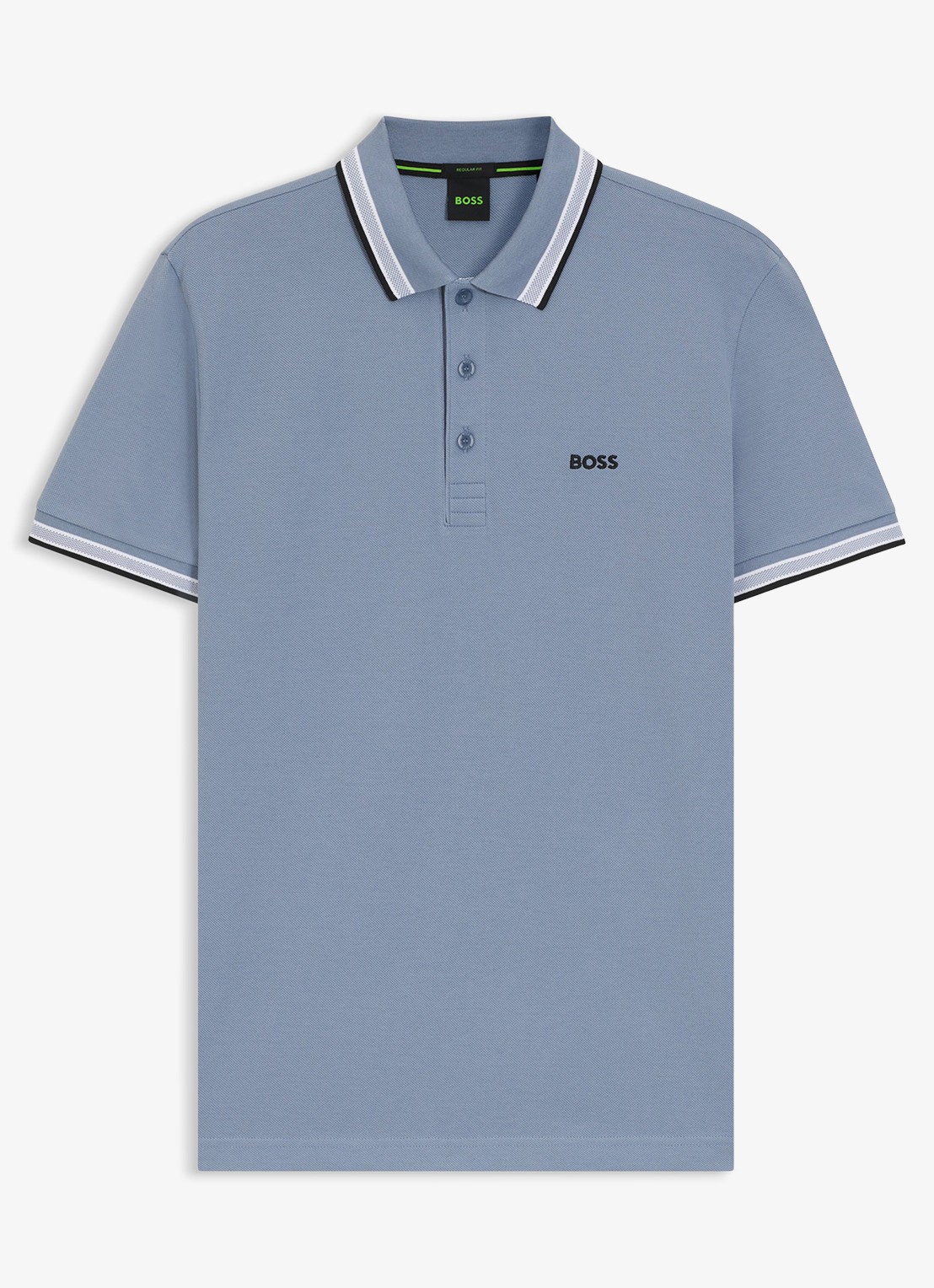 BOSS Paddy regular fit polo van piqué katoen met logo  - voorkant open blue-490 / blauw