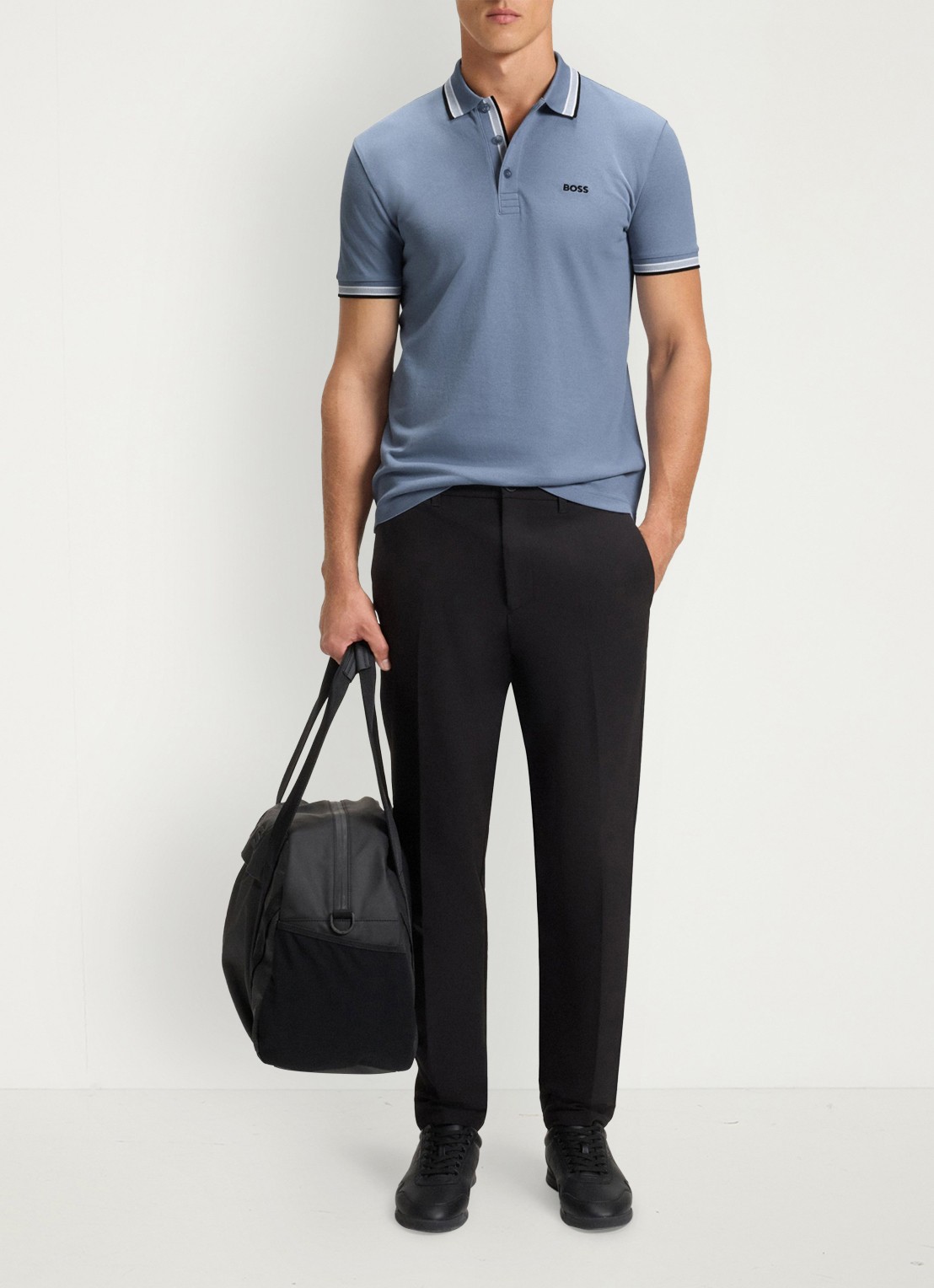 BOSS Paddy regular fit polo van piqué katoen met logo  - voorkant 2 open blue-490 / blauw