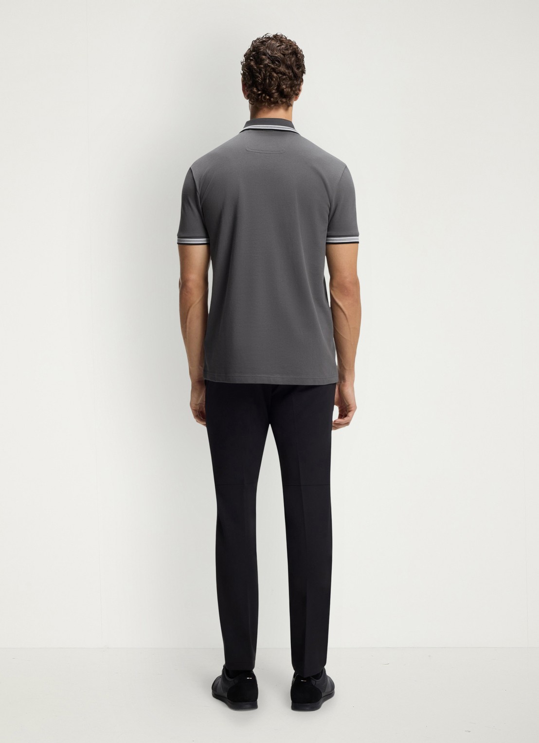 BOSS Paddy regular fit polo van piqué katoen met logo  - achterkant 3 open grey-071 / grijs