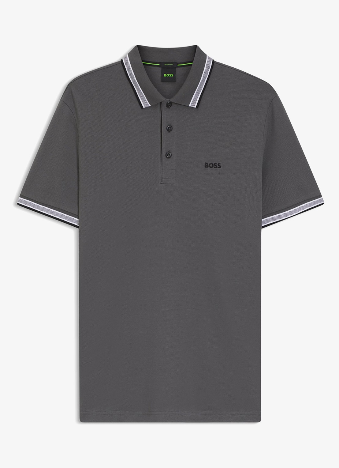 BOSS Paddy regular fit polo van piqué katoen met logo  - voorkant 4 open grey-071 / grijs