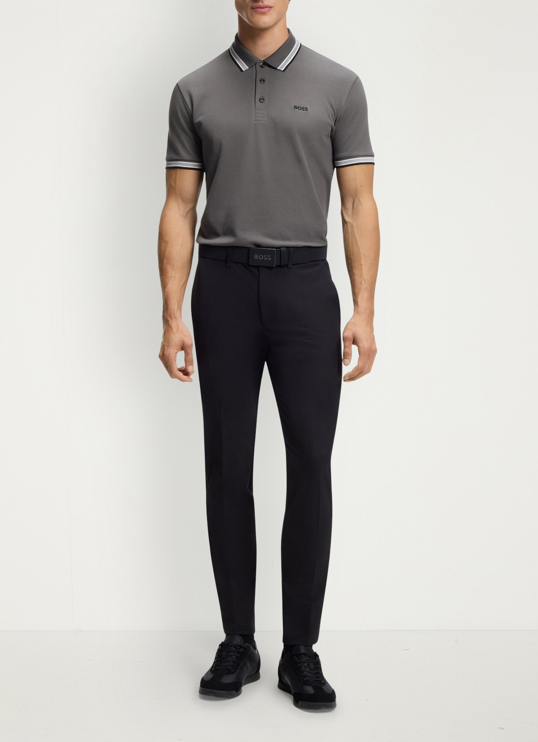BOSS Paddy regular fit polo van piqué katoen met logo  - voorkant 5 open grey-071 / grijs