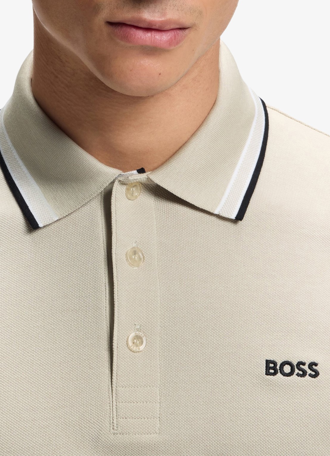 BOSS Paddy regular fit polo van piqué katoen met logo  - detail 3 light beige-276 / beige