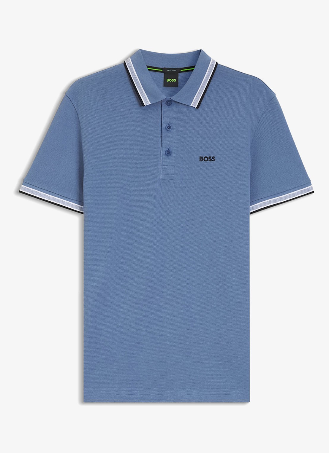 BOSS Paddy regular fit polo van piqué katoen met logo  - voorkant open blue-462 / blauw