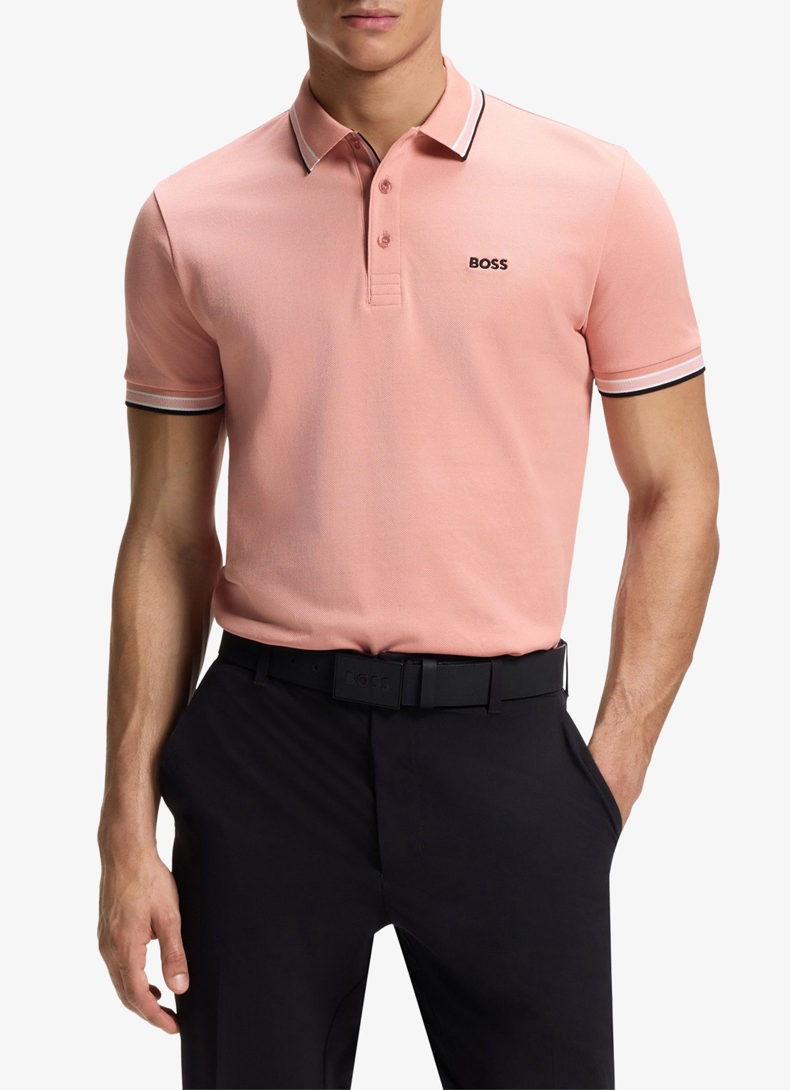 BOSS Paddy regular fit polo van piqué katoen met logo  - detail 4 light/pastel pink-686 / roze