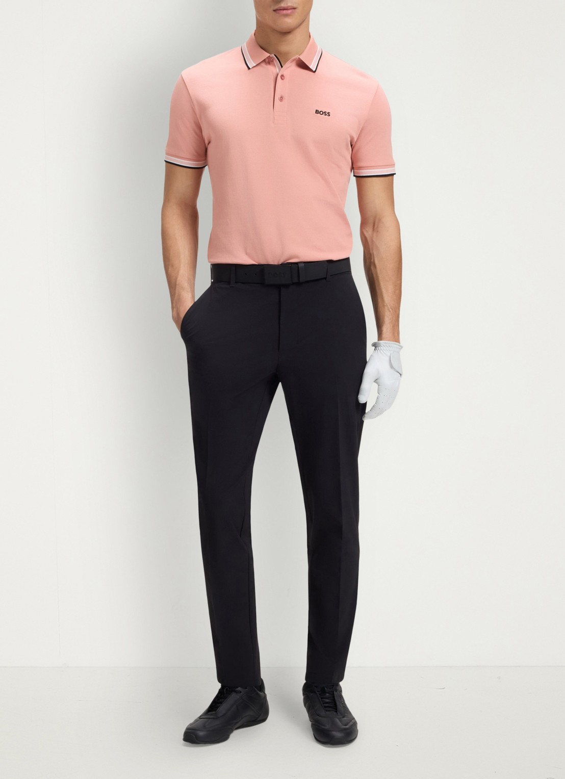 BOSS Paddy regular fit polo van piqué katoen met logo  - voorkant 3 light/pastel pink-686 / roze