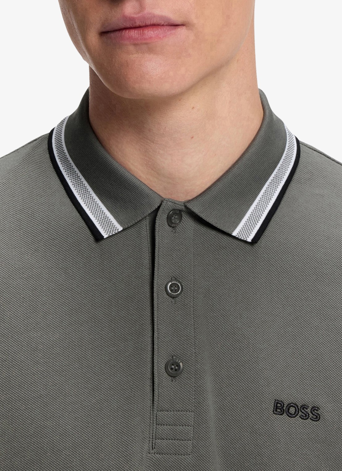BOSS Paddy regular fit polo van piqué katoen met logo  - detail 2 light/pastel grey-054 / grijs