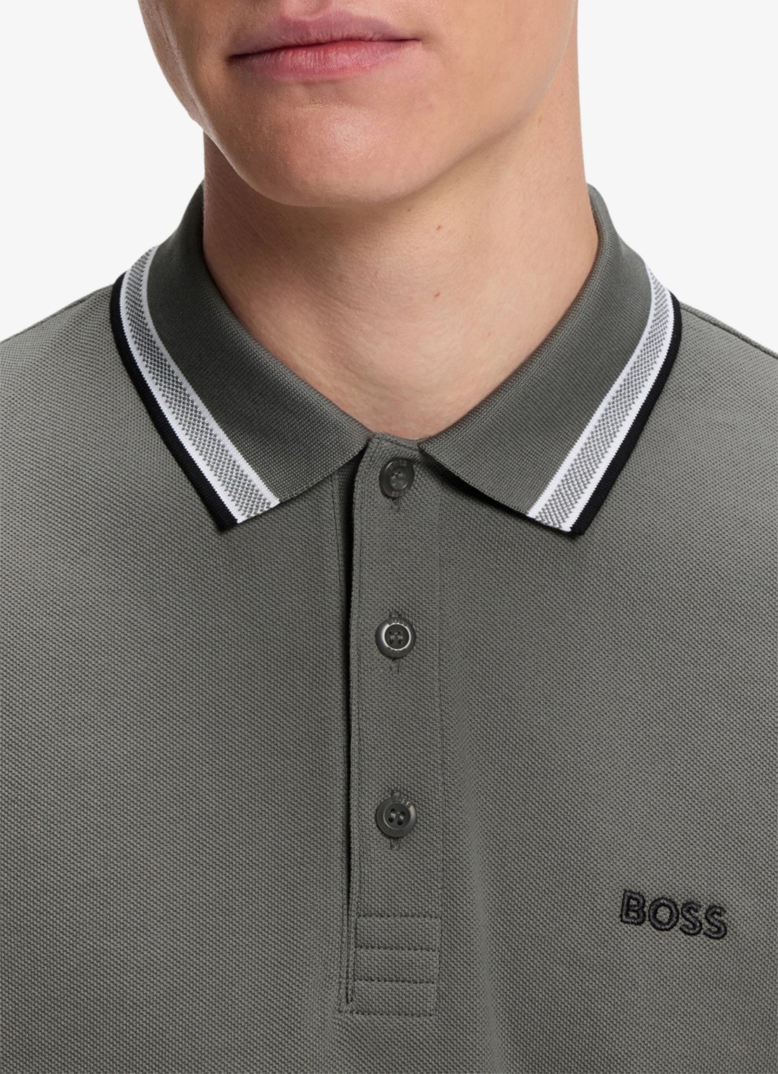 BOSS Paddy regular fit polo van piqué katoen met logo  - detail 3 light/pastel grey-054 / grijs