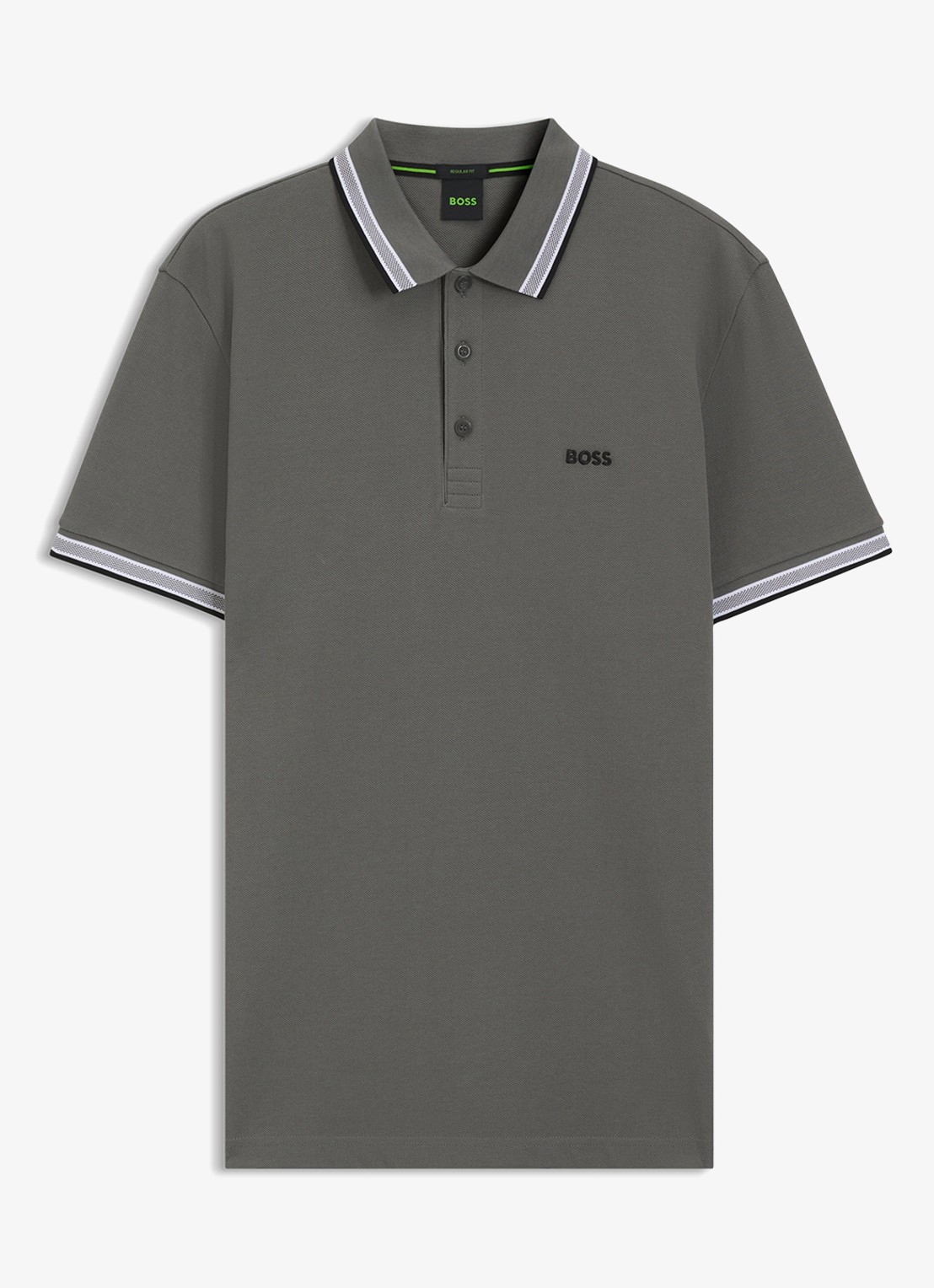 BOSS Paddy regular fit polo van piqué katoen met logo  - voorkant 4 light/pastel grey-054 / grijs
