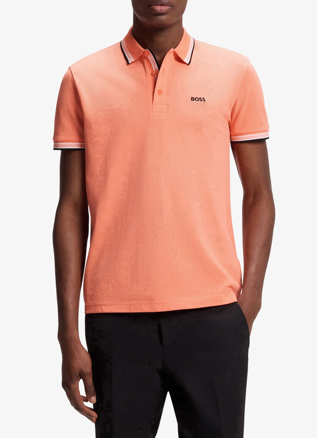 BOSS Paddy regular fit polo van piqué katoen met logo  - detail pink-650 / roze