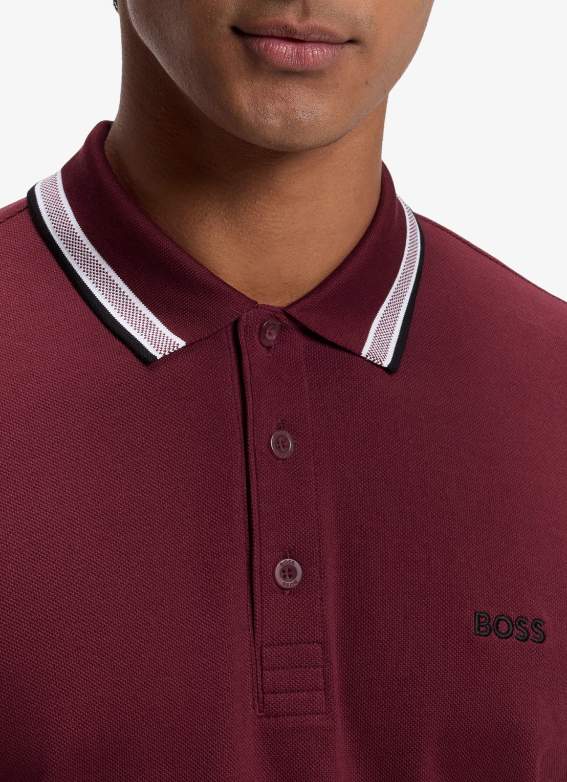 BOSS Paddy regular fit polo van piqué katoen met logo  - detail 5 dark pink-654 / roze