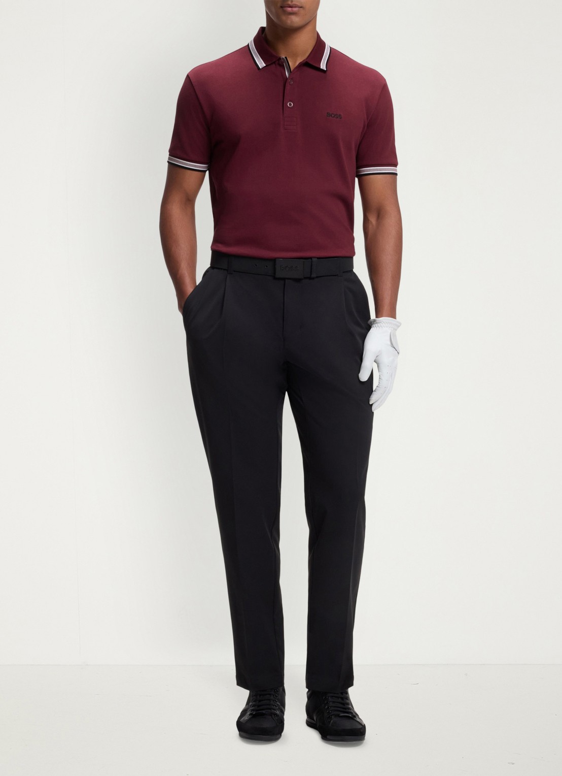 BOSS Paddy regular fit polo van piqué katoen met logo  - voorkant 3 dark pink-654 / roze