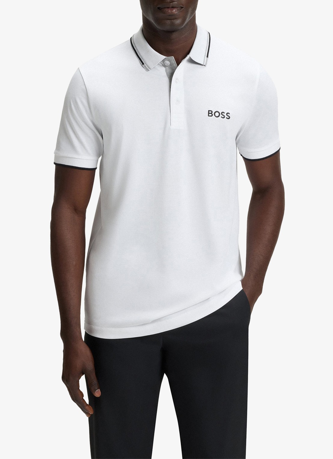 BOSS Paddy regular fit polo van piqué katoen  - detail 2 wit