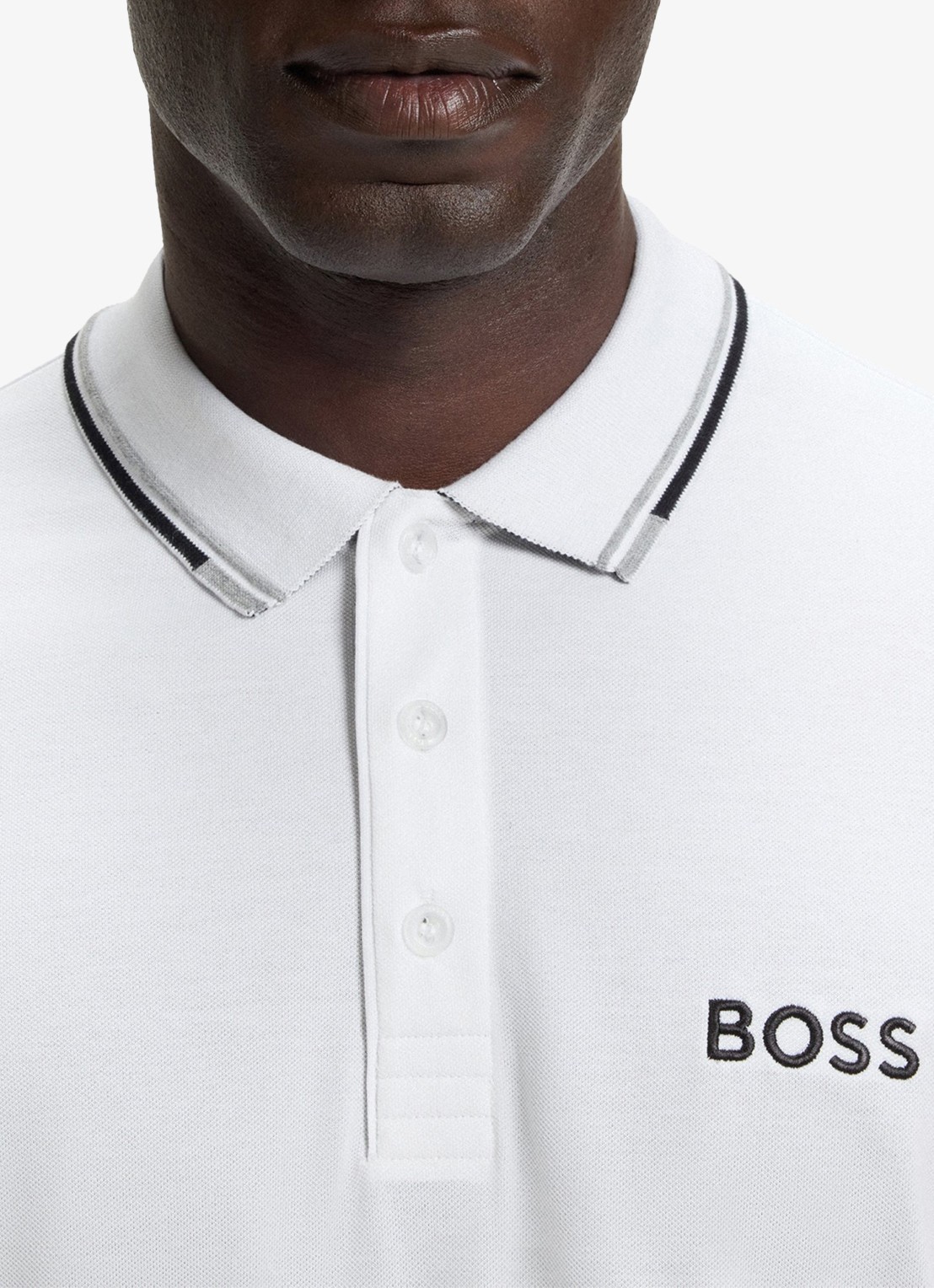 BOSS Paddy regular fit polo van piqué katoen  - detail 3 wit