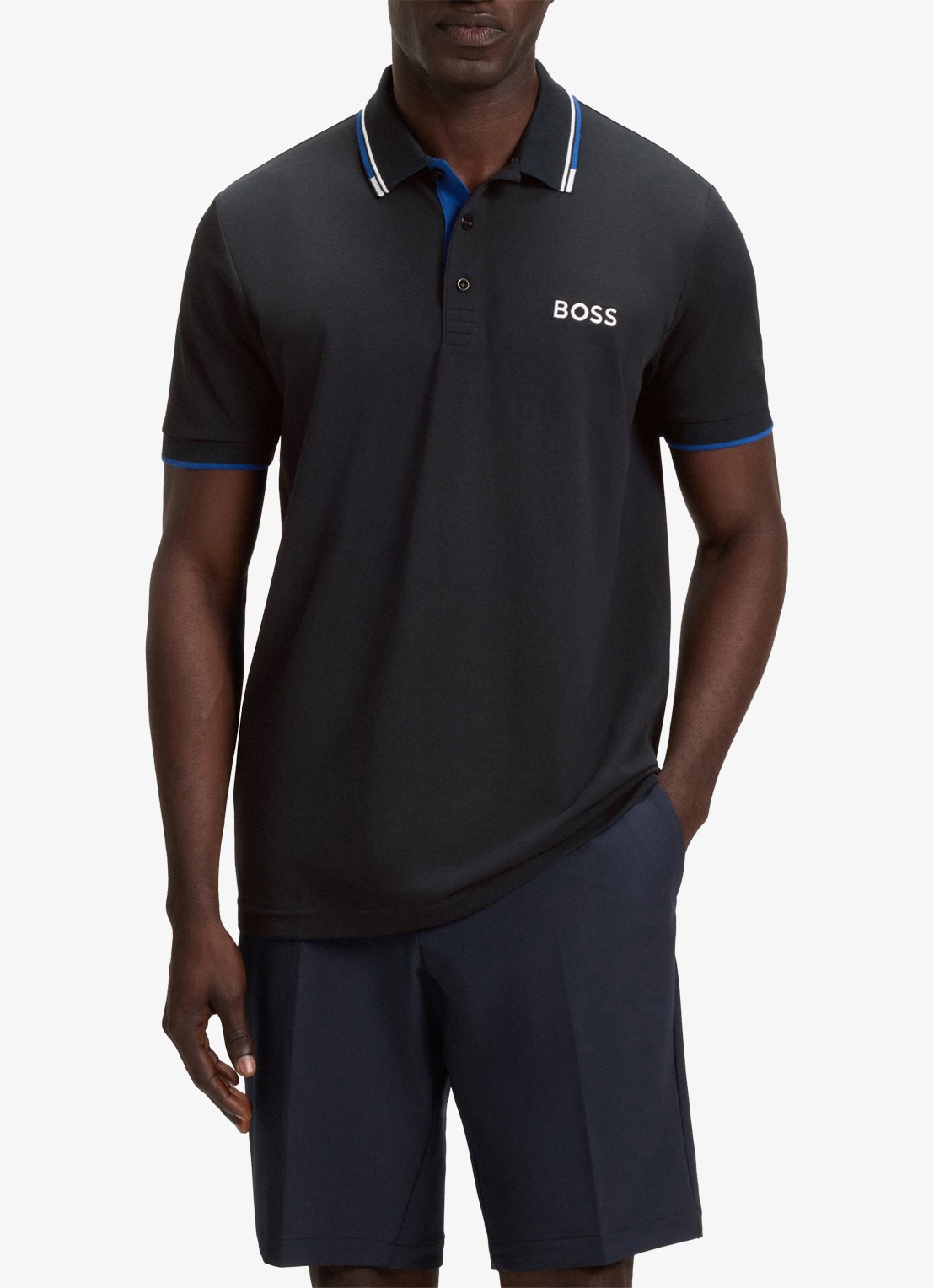 BOSS Paddy regular fit polo van piqué katoen  - detail 4 donkerblauw
