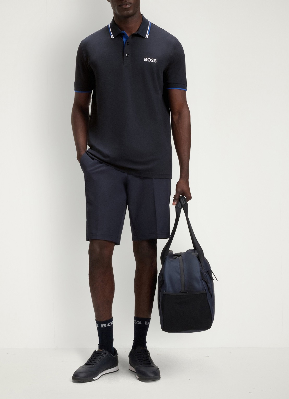 BOSS Paddy regular fit polo van piqué katoen  - voorkant 2 donkerblauw